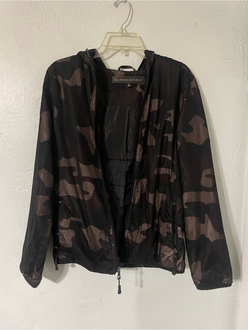 Camo Hooded zip up Windbreaker